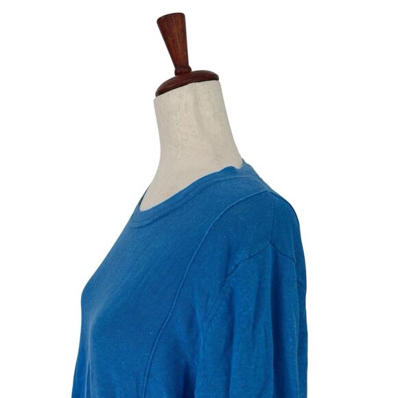 J. Jill Blue Linen Sweater Top Large Linen & Cotton Blend Lagenlook Breezy Boho - Picture 9 of 10